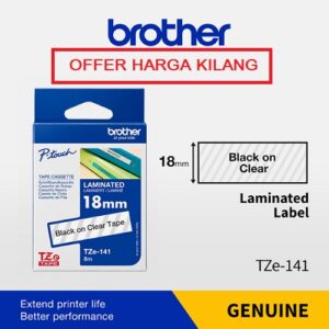 TAPE 18MM TZE-141 BLACK ON CLEAR