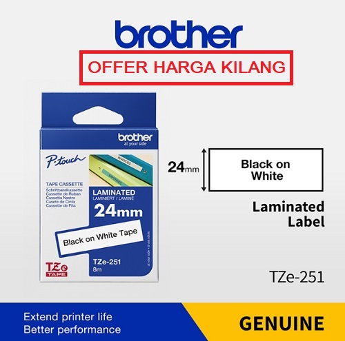 TAPE 24MM TZE-251 BLACK ON WHITE