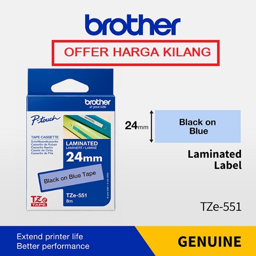 TAPE 24MM TZE-551 BLACK ON BLUE