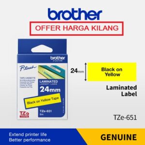 TAPE 24MM TZE-651 BLACK ON YELLOW