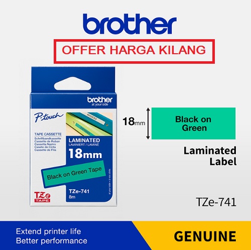 TAPE 18MM TZE-741 BLACK ON GREEN